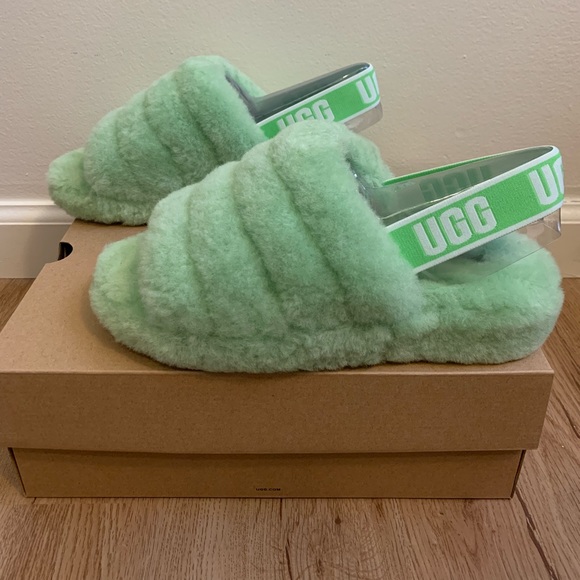 UGG Fluff Yeah Slide Apple Green Women’s Size 9 New With Box - Picture 5 of 8